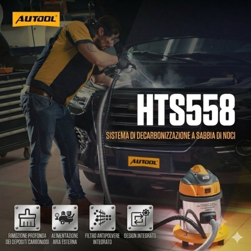 Sabbiatrice per la pulizia delle valvole AUTOOL HTS558 con polvere di noce.