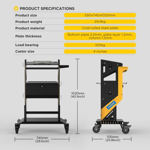 Carrello di trasporto a più livelli AUTOOL T23 con ruote e maniglia
