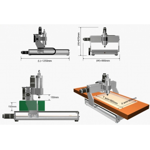 Fresatrice CNC 6090Z 4D + impianto idrico