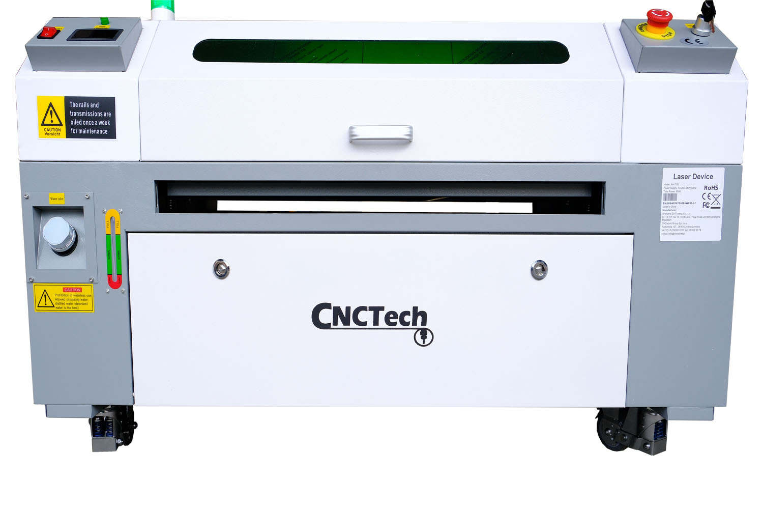 Piano di lavoro passante di un plotter laser