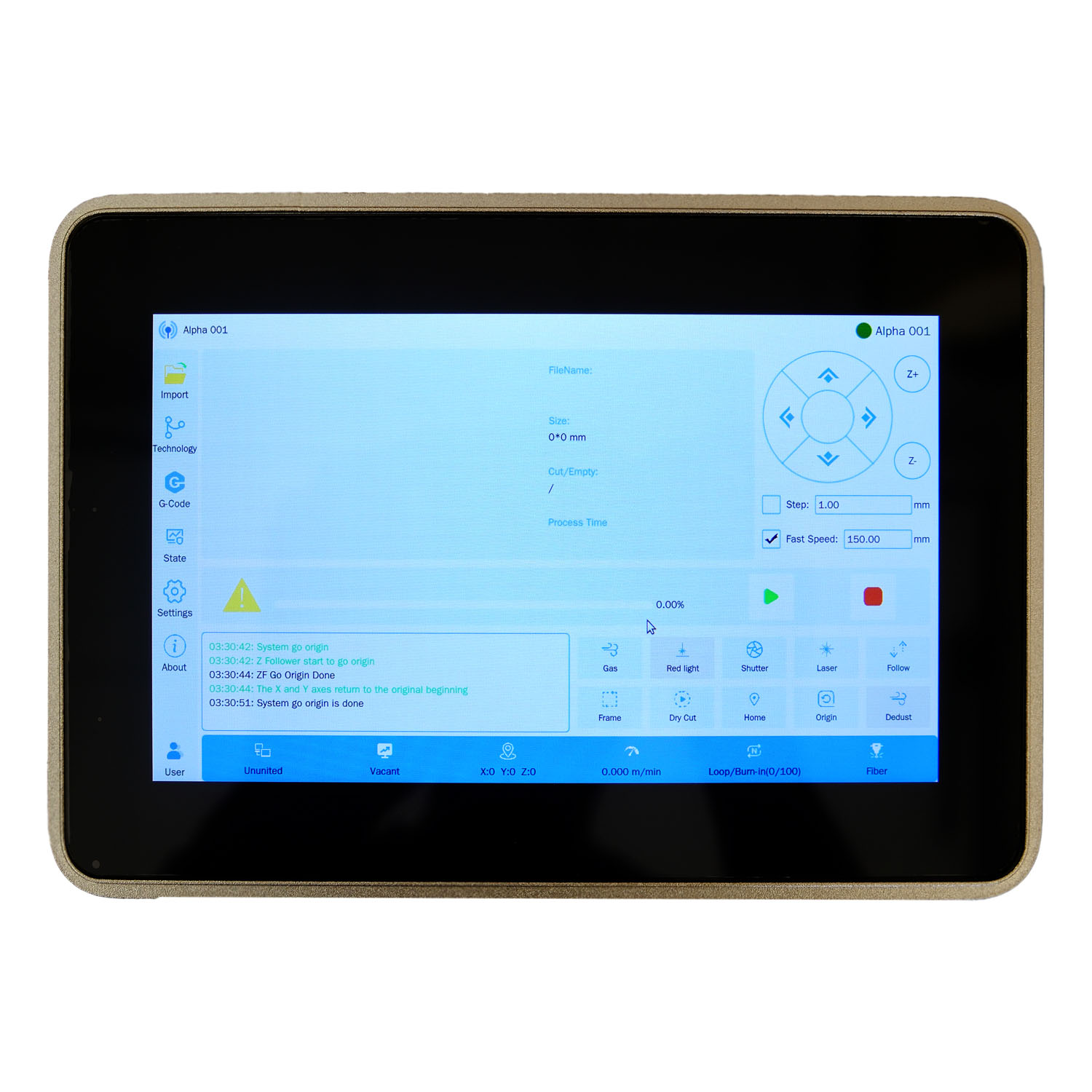 Pannello touch NexCut della macchina laser per il taglio FIBER ZX-3030FL