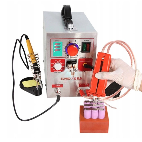 Saldatrice a punti portatile a 8 impulsi da 500 A + accessori