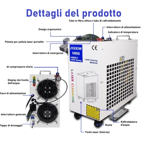 PULITORE LASER A FIBRA 1500W M2 + ACCESSORI