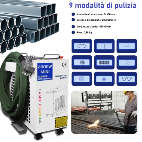 PULITORE LASER A FIBRA 1500W M2 + ACCESSORI