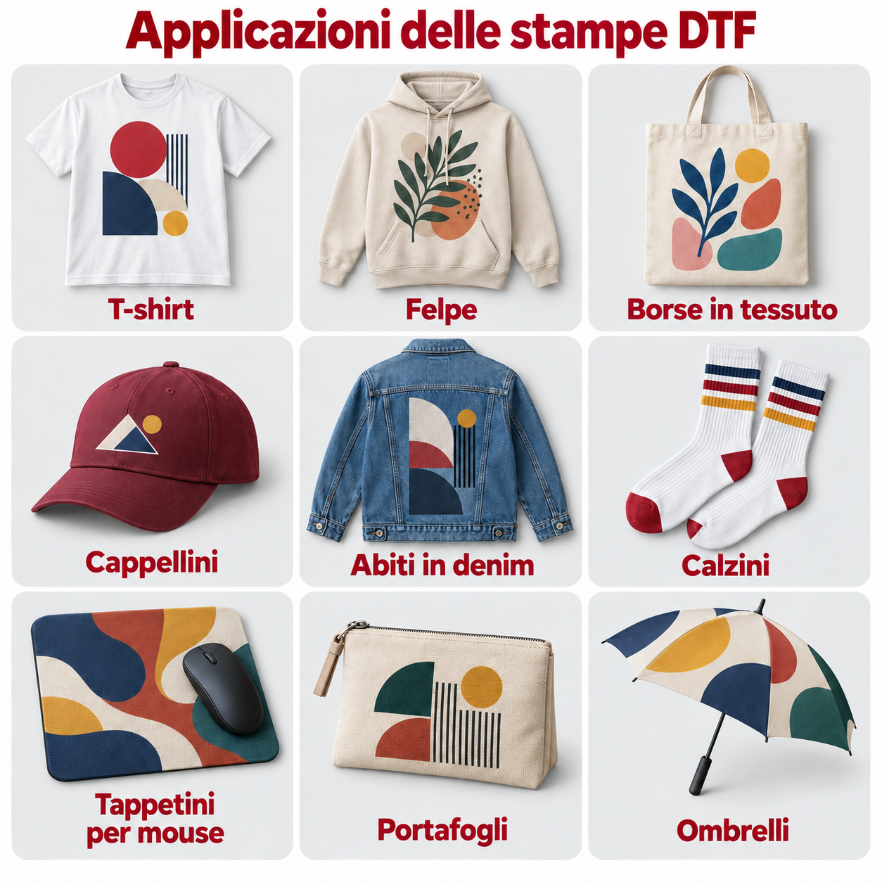 Esempi di personalizzazione tessile con trasferimenti DTF