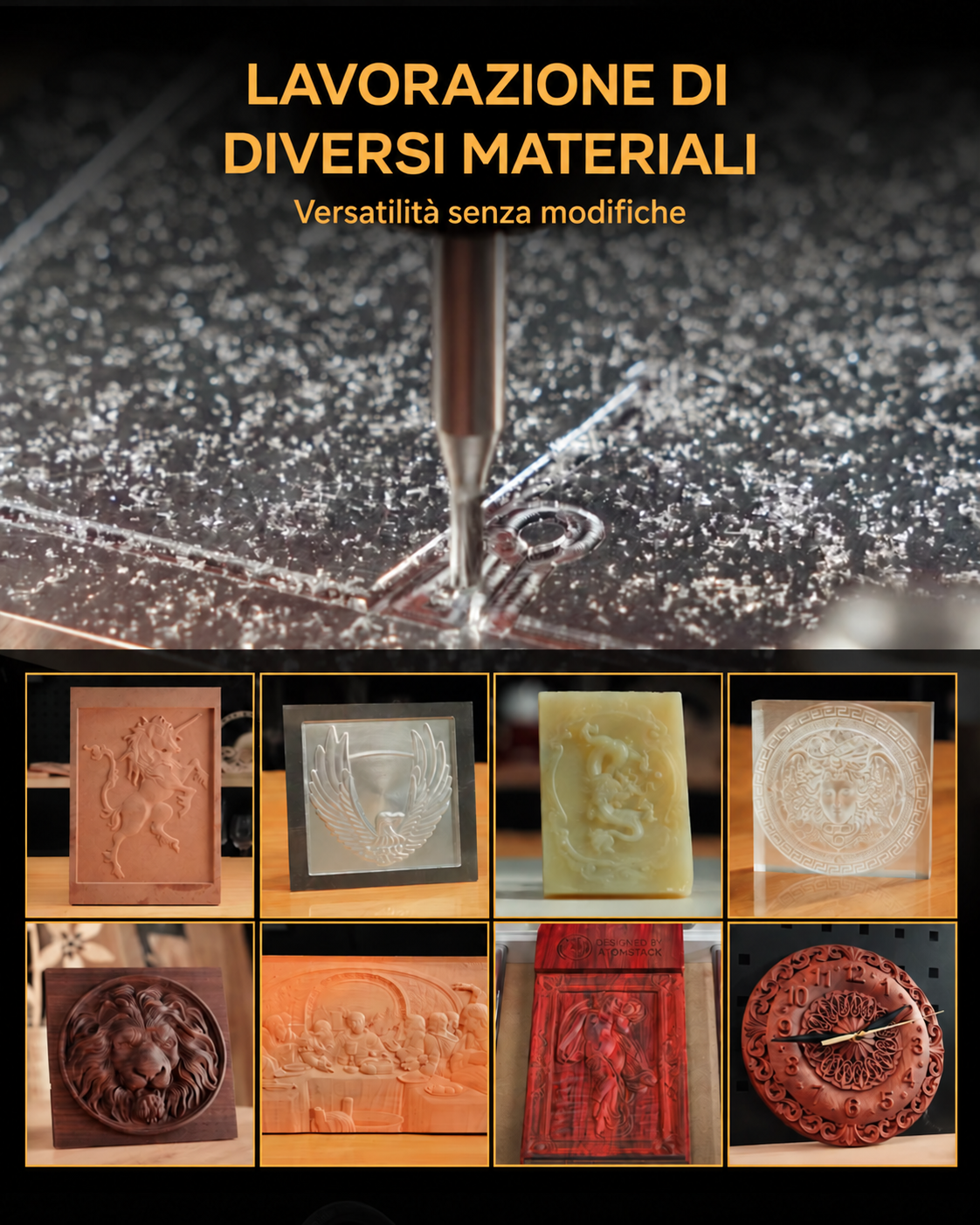 Esempi di lavorazione di vari materiali