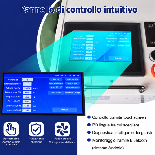 Pulitrice e saldatrice LASER 3 in 1 FIBER 1500W V3 + ACCESSORI