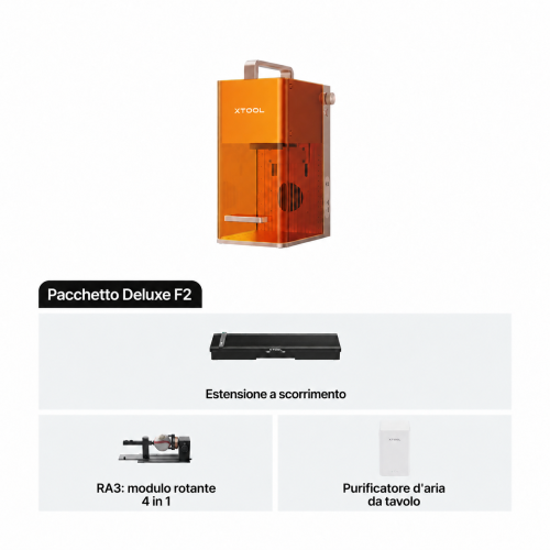 xTool F2 — incisore portatile a doppio laser IR da 5 W e a diodi da 15 W