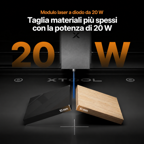 Modulo laser a diodo da 20 W durante il taglio di materiali spessi 10 mm