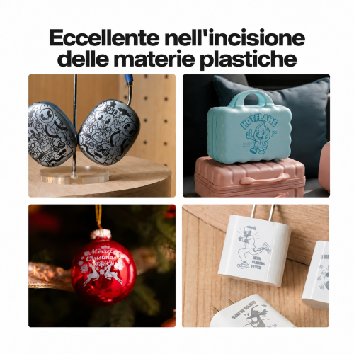 Esempi di incisione su materiali plastici con il modulo IR da 5 W Esempi di incisione su materiali plastici con il modulo IR da 5 W