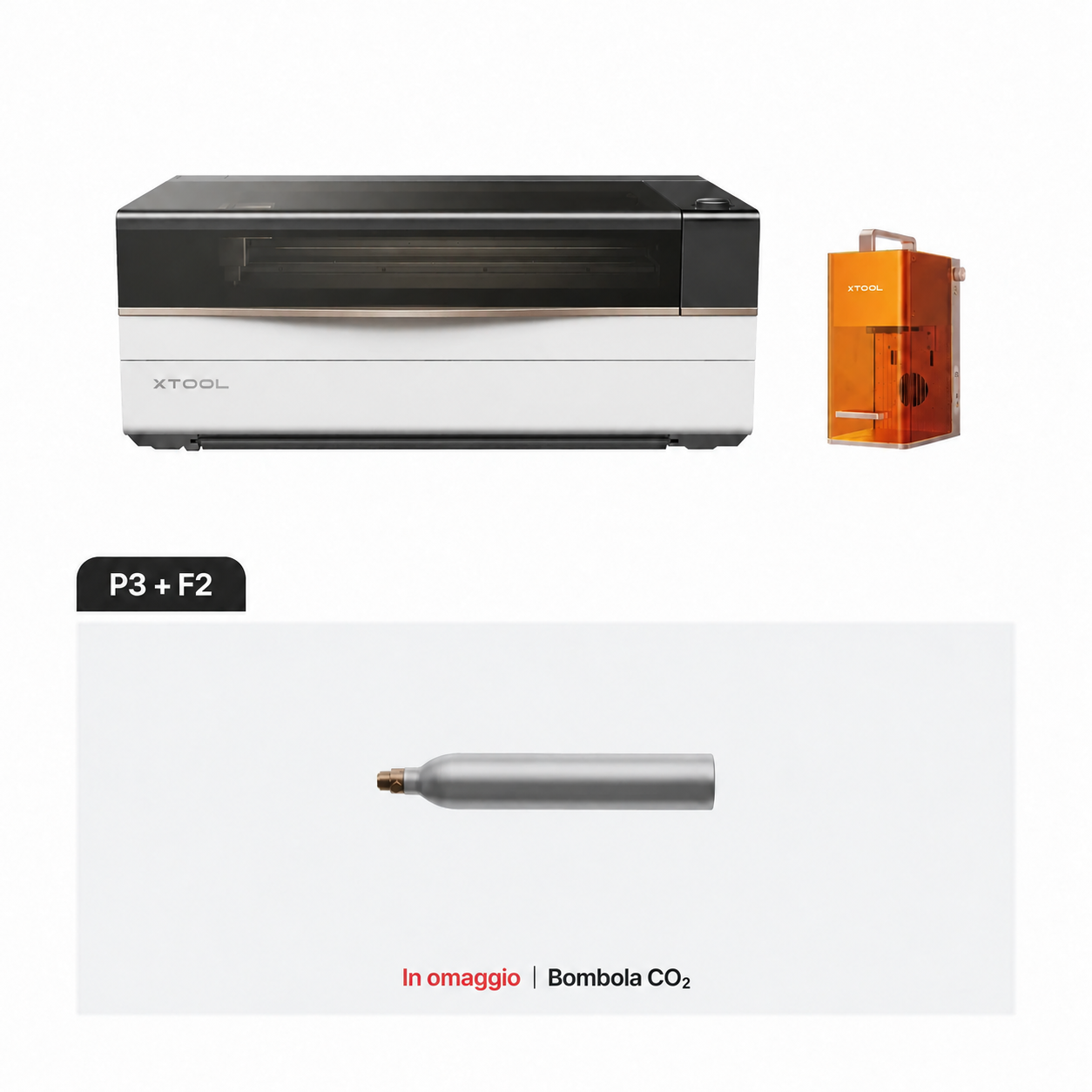 Kit xTool P3 e xTool F2 con bombola CO₂