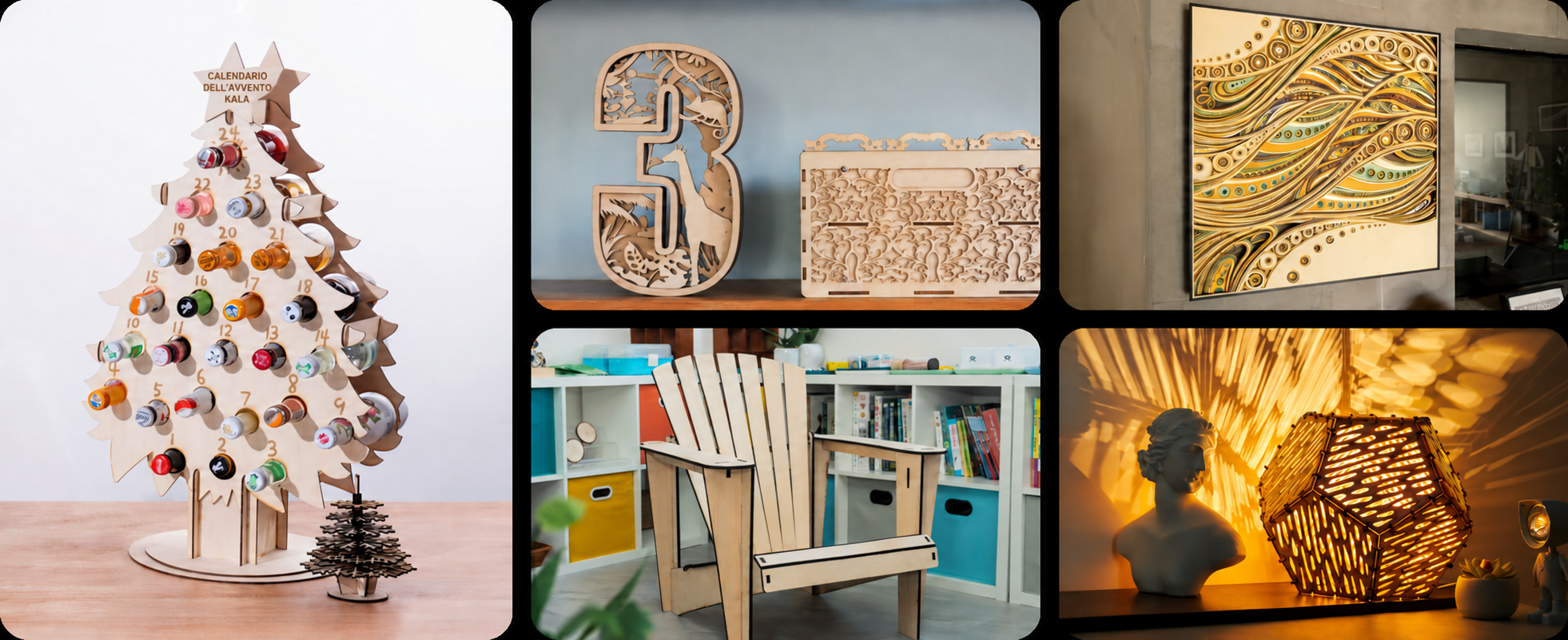 Progetti di esempio in legno realizzati con xTool