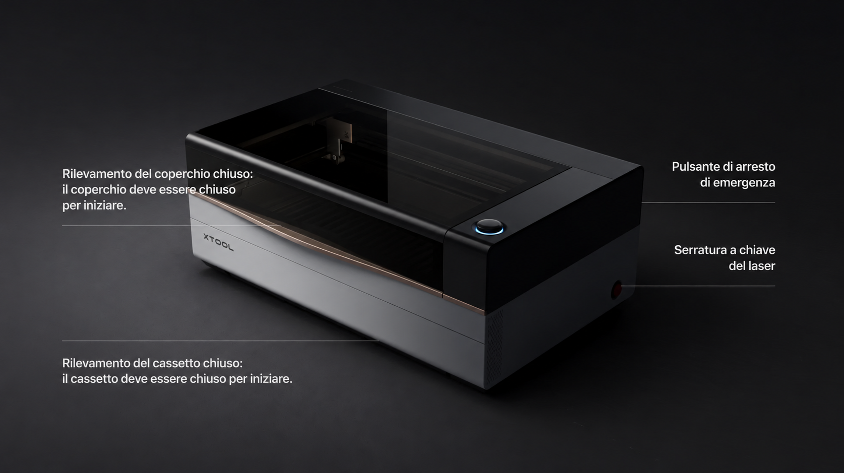 Protezioni laser certificate di classe 1 xTool P3