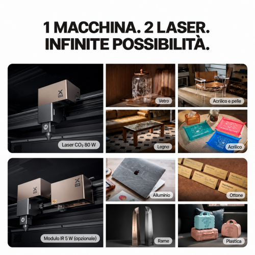 xTool P3 — laser CO₂ da 80 W e modulo IR opzionale da 5 W