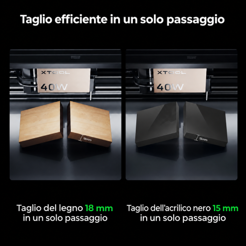 xTool S1 con modulo IR 1064 nm — macchina chiusa per taglio e incisione laser a diodi
