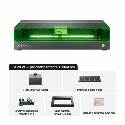 xTool S1 — macchina chiusa per taglio e incisione laser a diodi
