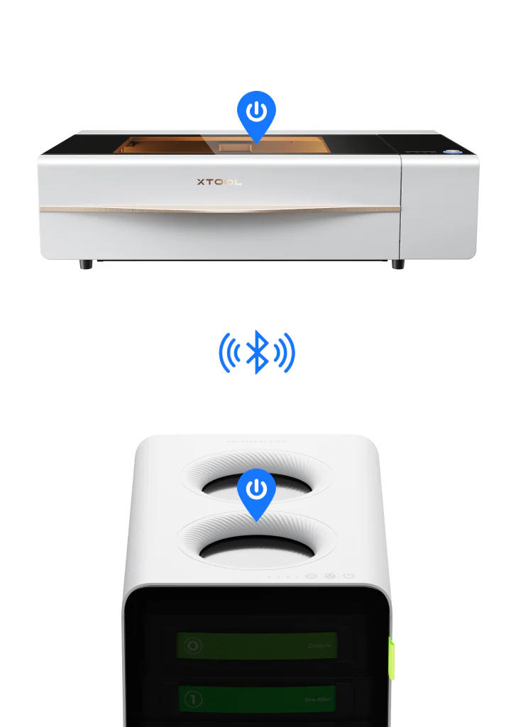 Sincronizzazione automatica del purificatore con il laser xTool