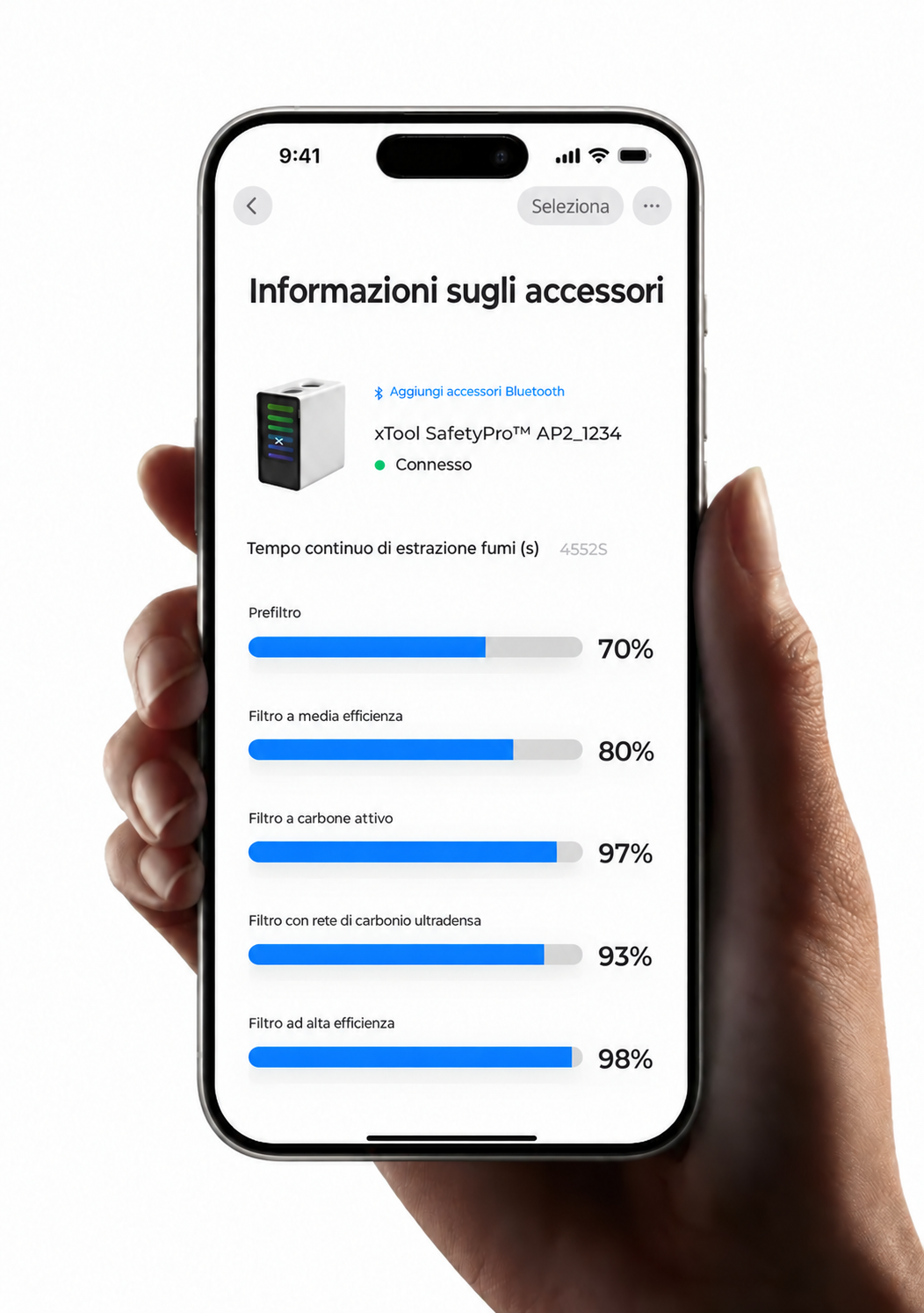Monitoraggio della durata dei filtri in tempo reale