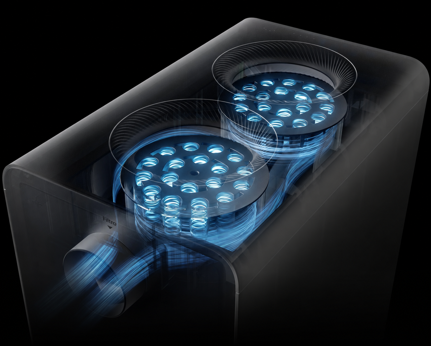 Tecnologia di separazione SuperCyclone nel purificatore xTool SafetyPro