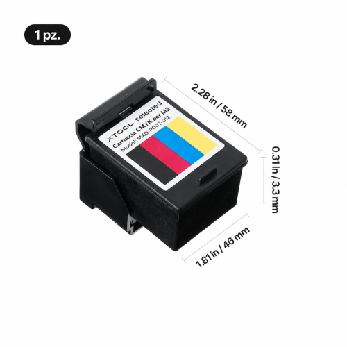 Struttura e dimensioni della cartuccia d'inchiostro CMYK per xTool M2